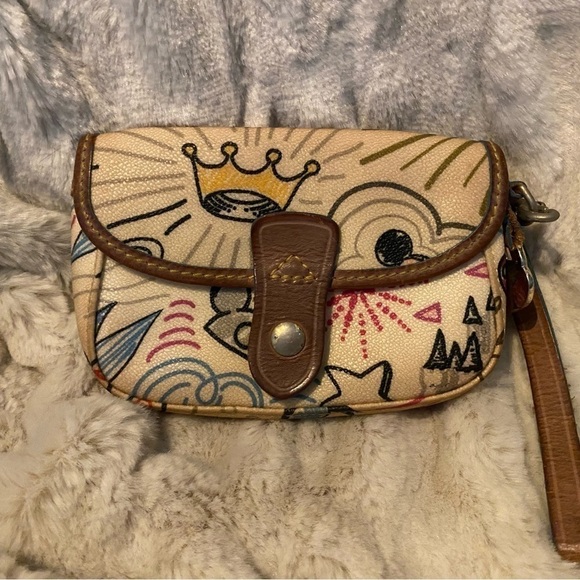 Retired Vintage Dooney & Bourke Disney Sketch Print Wristlet - Picture 1 of 10
